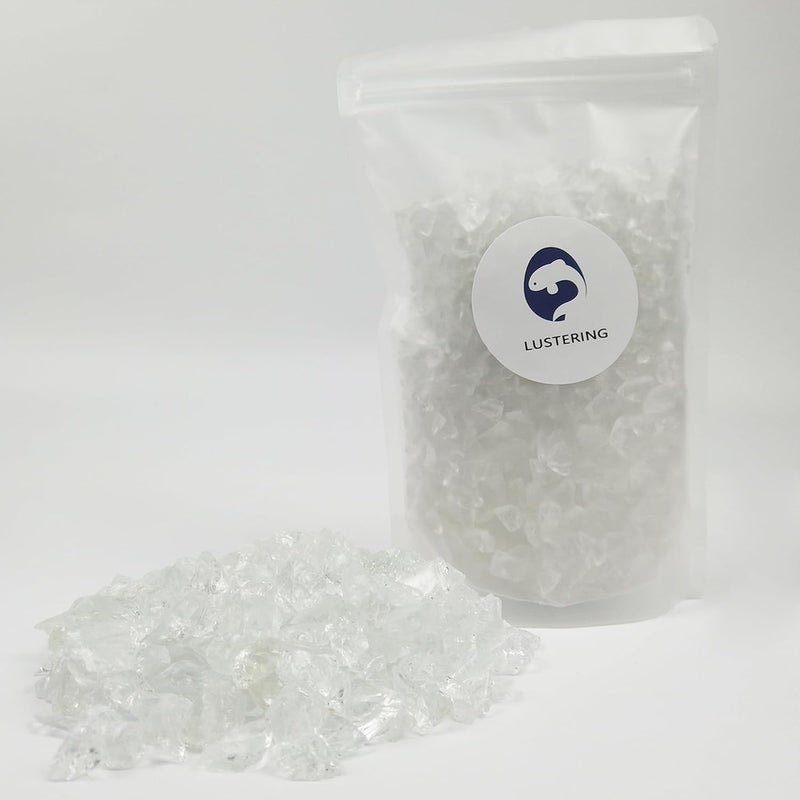 LUSTERING High Luster Crushed Glass Glitter, 6-9mm Fire Glass, Broken Glass, Glass Chips for Fire Pit Crafts DIY Epoxy Resin Art, Geode Painting, Vase Filler, Aquarium Garden Decoration,330g(Clear) - Image 4